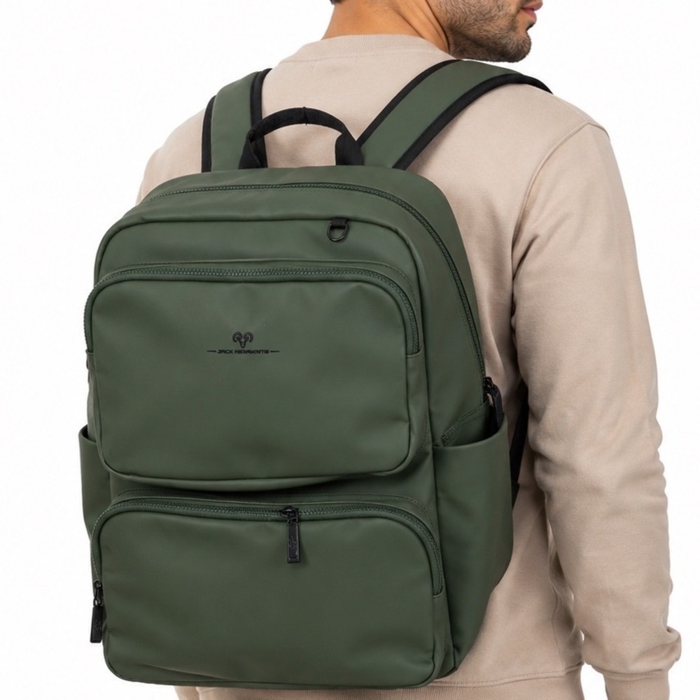 Jack Abrahams "Cassius" Unisex Green Travel Laptop School Work Back Pack